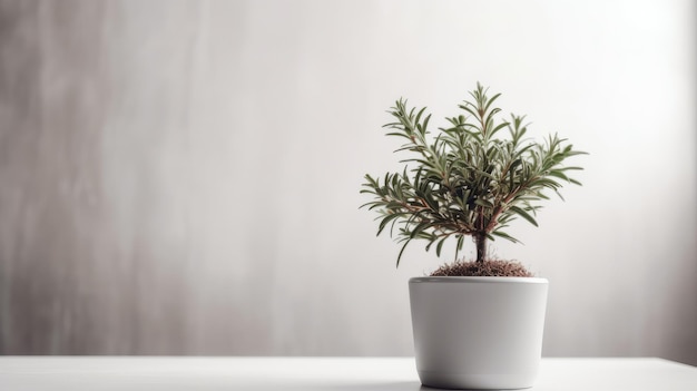 Foto plantar em vaso de flores na mesa branca ia generativa