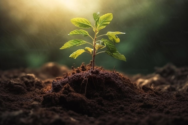 Plantar mudas de cultivo de árvores no solo Esperança e responsabilidade ambiental Generative Ai