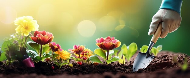 Plantar un pansy en el jardín soleado abrazando la alegría de la jardinería