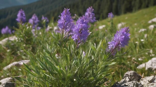 Plantar en el prado alpino de los Pirineos