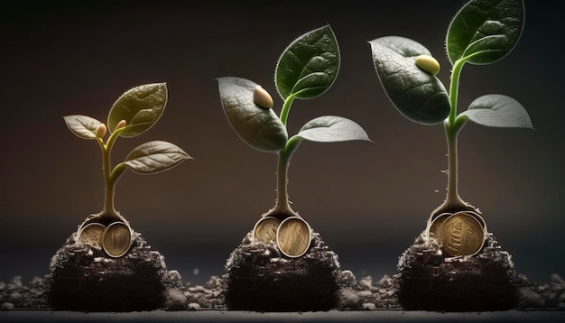 Plantar las semillas del éxito, el viaje del crecimiento empresarial, el crecimiento del dinero, el ahorro y la inversión