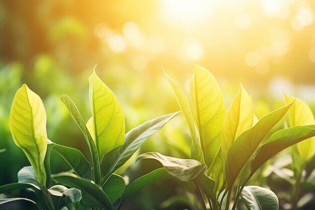 plantas al sol con el sol detrás de ellas