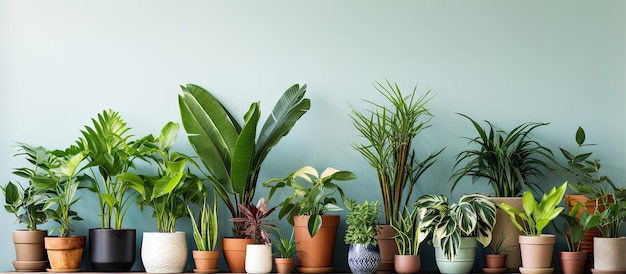 Plantas de la casa en maceta en un jardín del patio trasero