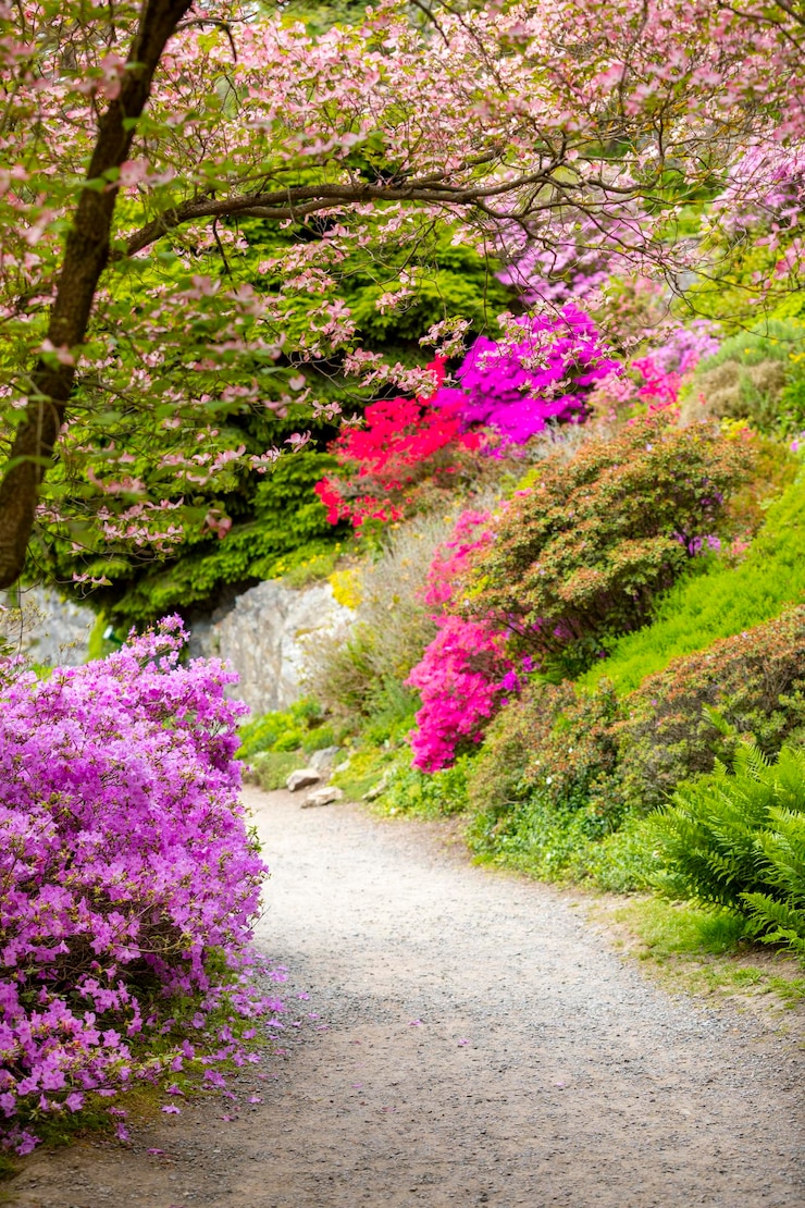 Foto plantas com flores cor-de-rosa no parque