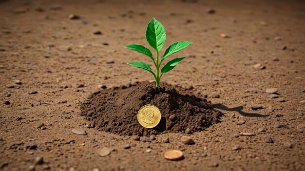 Foto plantas crescendo moedas crescendo conceito de poupança de dinheiro lucro do investimento