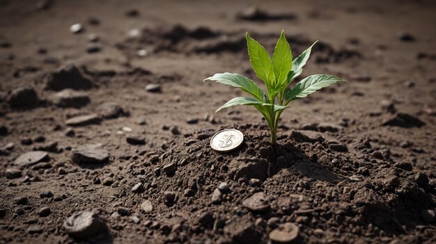 Foto plantas crescendo moedas crescendo conceito de poupança de dinheiro lucro do investimento