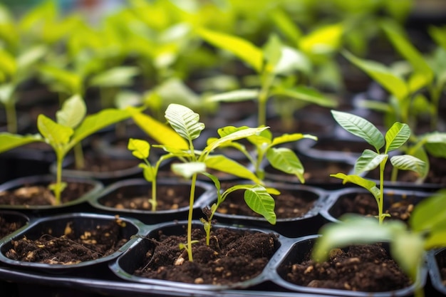 Plantas de café em viveiro criadas com IA generativa