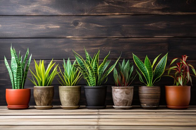 Plantas de casa numa mesa de madeira