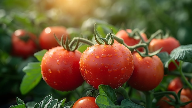 Plantas de tomate orgânico fresco em close-up