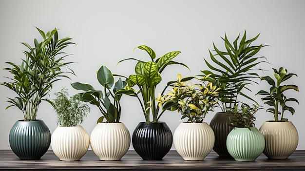 Foto plantas diferentes em vasos na mesa