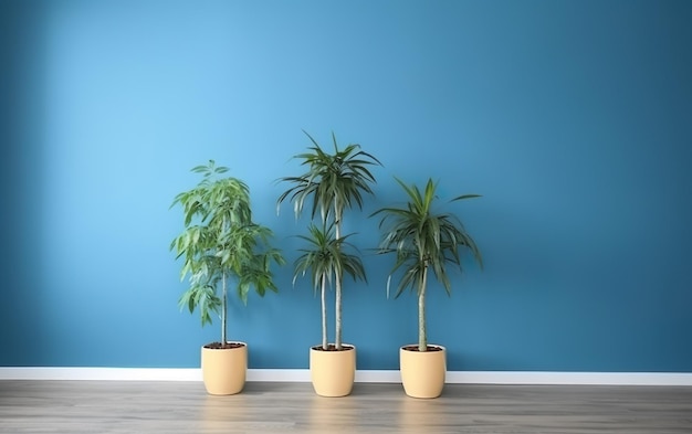 Plantas em um quarto azul