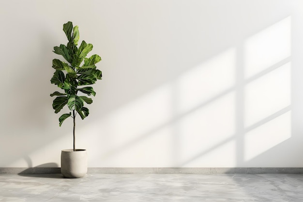 Plantas em vasos em uma mesa de madeira contra uma parede