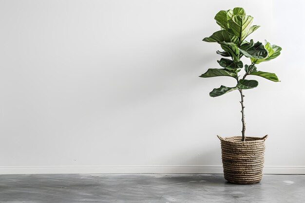 Plantas em vasos em uma mesa de madeira contra uma parede