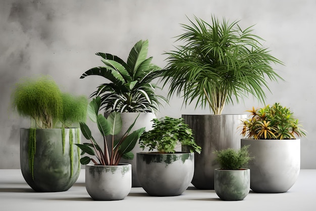 Plantas em vasos na mesa