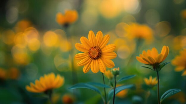 Plantas florales de la naturaleza en fondo bokeh