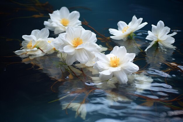 Foto las plantas flotantes de flores blancas serenity embellecen la superficie de las aguas ar 32