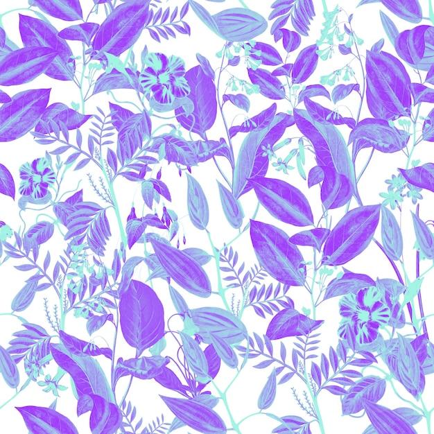 Plantas fluorescentes Patrón decorativo sin costuras Fondo repetitivo Impresión de papel tapiz para azulejos
