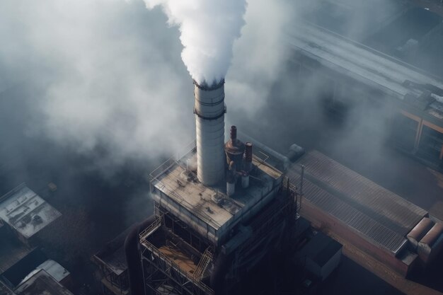 Plantas industriales con chimeneas que contaminan el aire