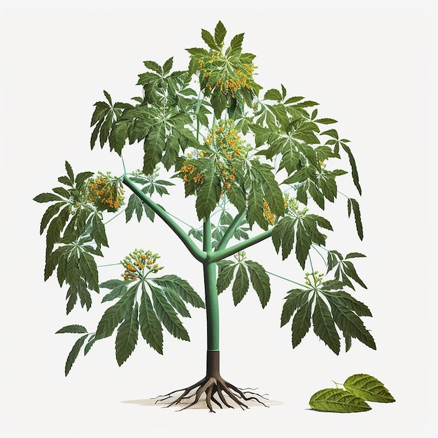 Plantas de jardín árbol frutal de papaya verde Imagen generada por AI