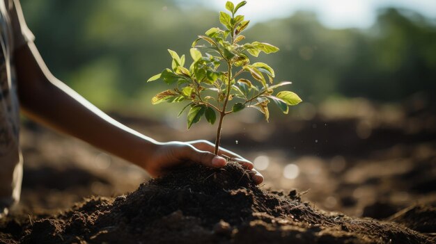 Foto las plantas jóvenes brotan del suelo