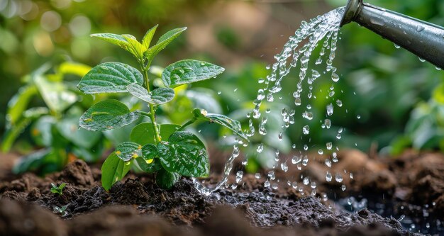 Foto las plantas jóvenes brotan del suelo