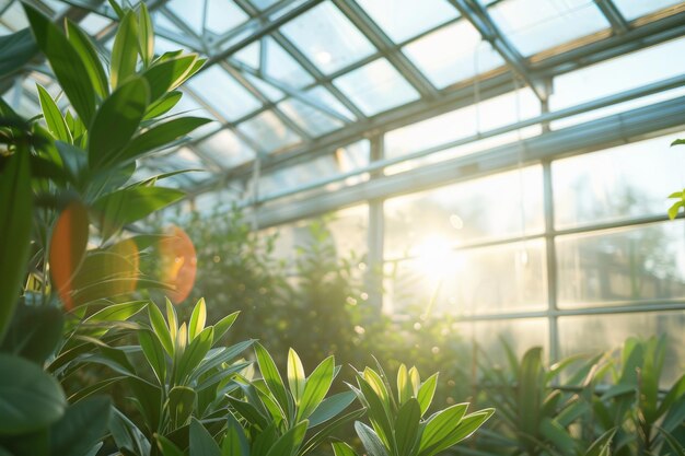 Plantas jóvenes que crecen en el invernadero IA generativa