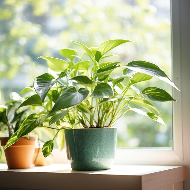 Plantas en macetas de interior cerca de la ventana