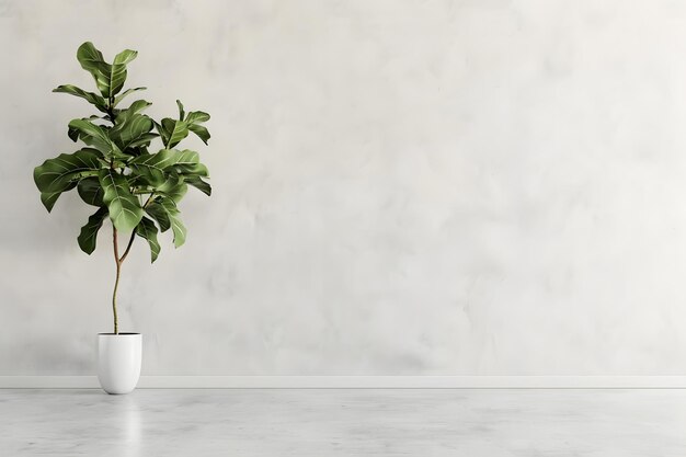 Plantas en macetas en una mesa de madera contra una pared