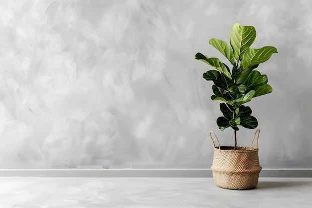 Plantas en macetas en una mesa de madera contra una pared