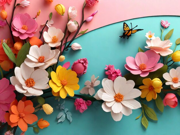 Foto plantas de primavera hojas y flores decoración de jardín hermoso fondo