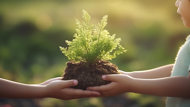 plantas que sostienen las manos