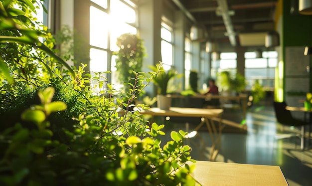 Plantas verdes para el espacio de trabajo Luz natural ecológica