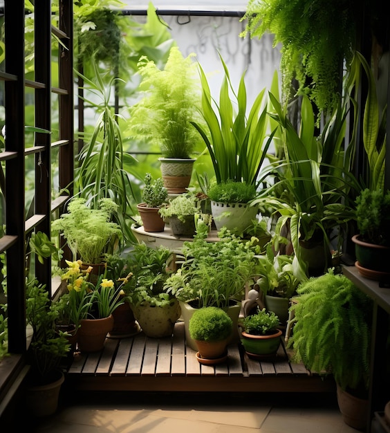 Plantas de vivero en la terraza Cuidado