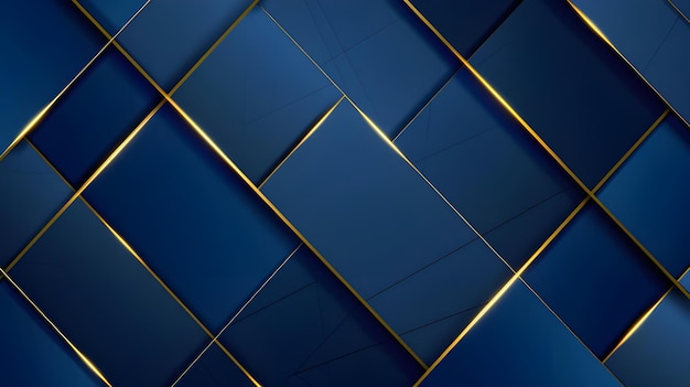 Plantilla abstracta fondo diagonal geométrico azul con línea dorada Estilo de lujo