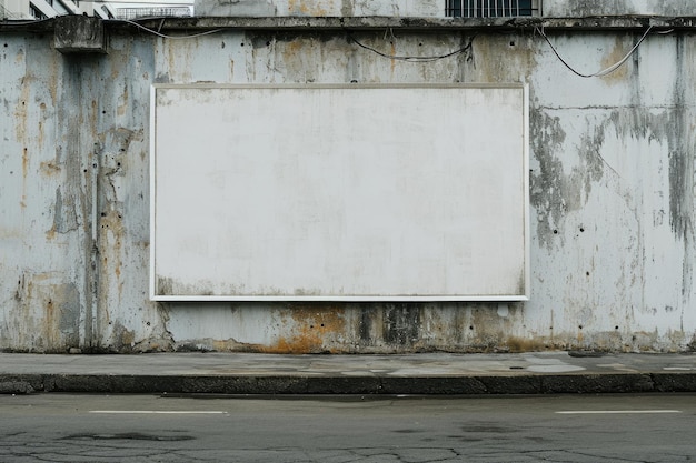 Plantilla de arte callejero urbano con cartel arrugado blanco en una pared texturizada