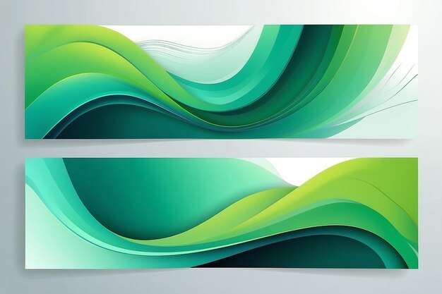 plantilla de bandera de fluido verde abstracta diseño de fondo moderno color gradiente dinámico
