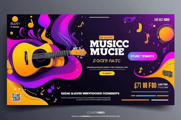 Foto plantilla de banner de concierto de música en vivo para folleto de publicación de redes sociales y banner web