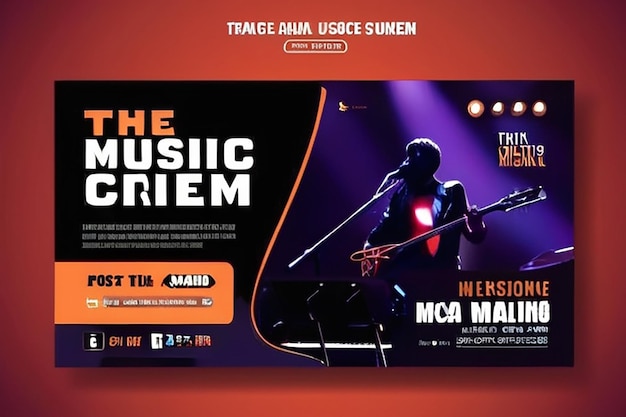 plantilla de banner de concierto de música en vivo para folleto de publicación de redes sociales y banner web