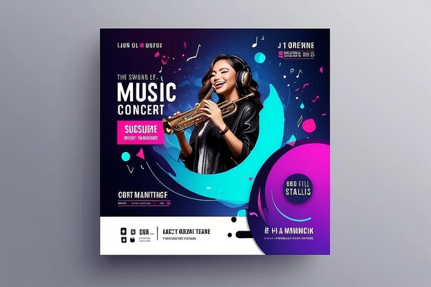 Foto plantilla de banner de concierto de música en vivo para folleto de publicación de redes sociales y banner web