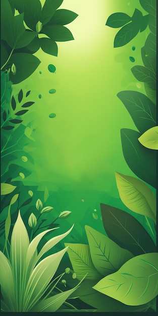 Plantilla de banner de espacio de copia de texto vacío de marco de hoja verde, banner de pintura de acuarela natural verde