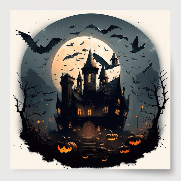 Plantilla de banner de feliz Halloween con calabaza de Halloween y elementos de Halloween Ai generado