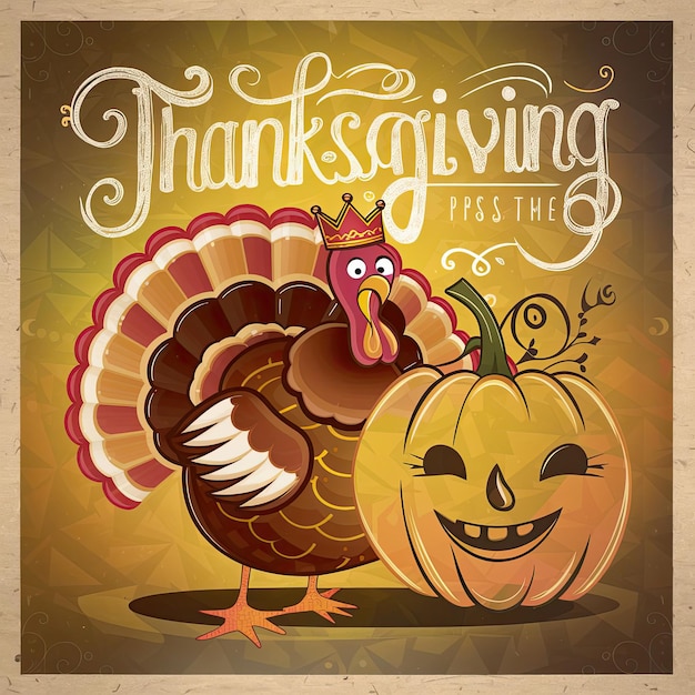 plantilla de banner horizontal de Acción de Gracias gratis con calabaza y pavo