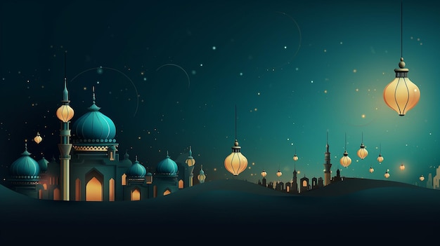 Plantilla de banner de noche de eid con foto gratuita como saludo festivo