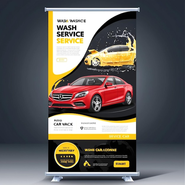 plantilla de banner de servicio de lavado de automóviles vectorial