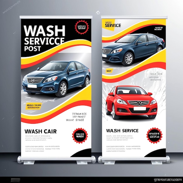 plantilla de banner de servicio de lavado de automóviles vectorial