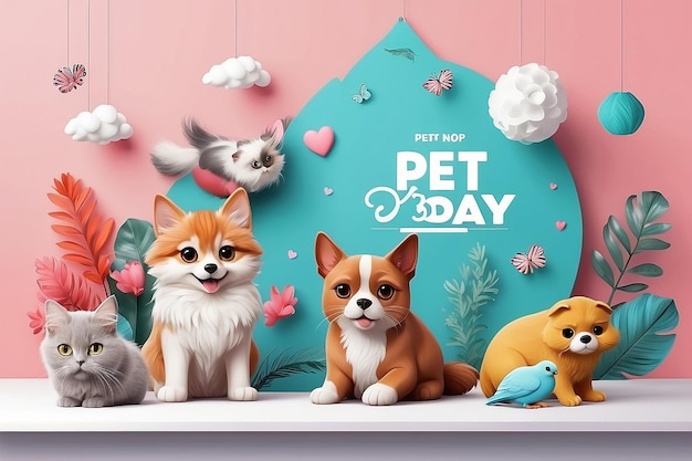 Plantilla de banner de la tienda de mascotas de día nacional de mascota Banner promocional para la publicación en las redes sociales
