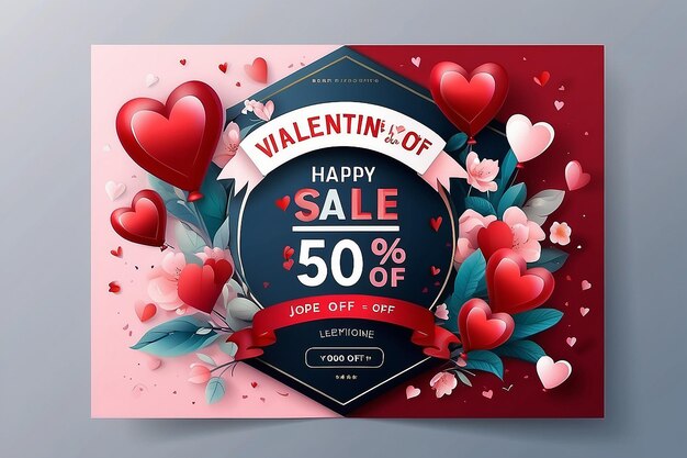 Foto esta plantilla de banner vectorial de venta de valentines es un diseño ideal para promover descuentos en las tiendas con ocasión del día de san valentín