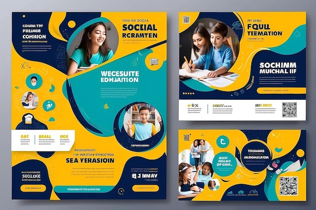 Plantilla de banner web y publicación en redes sociales de admisión a educación escolar