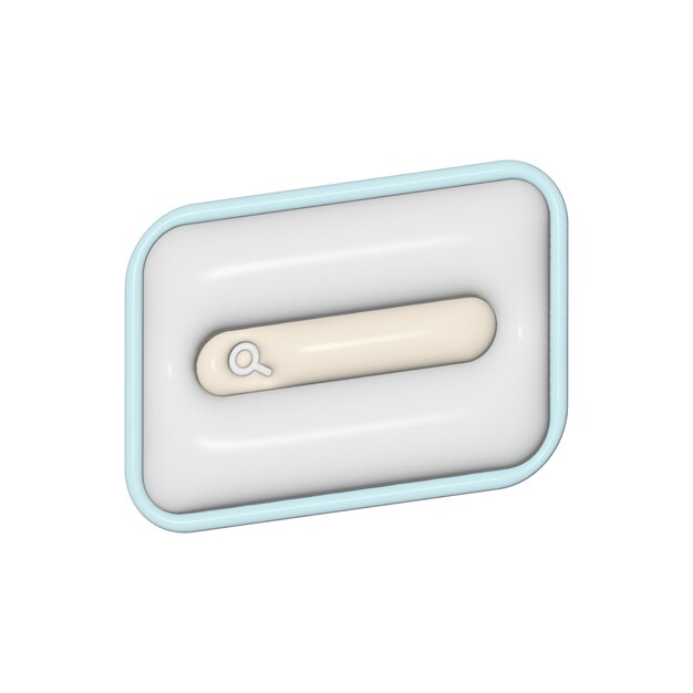 Plantilla de barra de búsqueda creativa icono 3d estilo de dibujos animados gris y azul para el sitio web de navegación del navegador