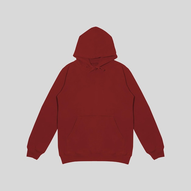 plantilla en blanco plana marrón roja con capucha sudadera con capuca con manga larga maqueta plana con capucho delantero y trasero